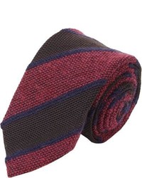 Cravatta di lana a righe verticali rossa e blu scuro