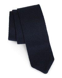 Cravatta di lana lavorata a maglia blu scuro