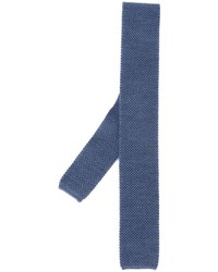 Cravatta di lana lavorata a maglia blu di Eleventy