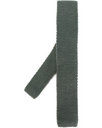 Cravatta di lana lavorata a maglia verde scuro di Eleventy
