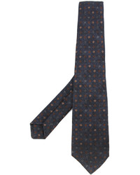 Cravatta di lana stampata blu scuro di Kiton