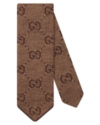 Cravatta di lana stampata marrone