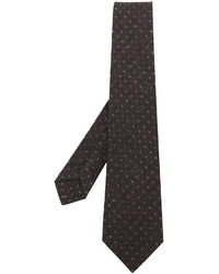 Cravatta di lana stampata marrone scuro di Kiton