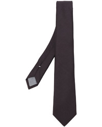 Cravatta di lana tessuta marrone scuro di Eleventy
