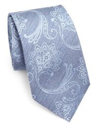 Cravatta di seta a fiori azzurra