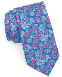 Cravatta di seta a fiori blu