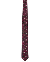 Cravatta di seta a fiori bordeaux di Dries Van Noten