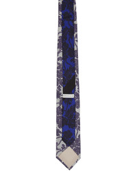 Cravatta di seta a fiori grigia di Dries Van Noten