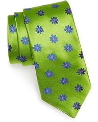Cravatta di seta a fiori lime