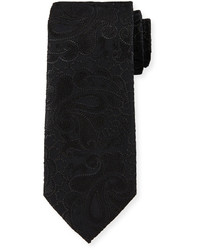 Cravatta di seta a fiori nera