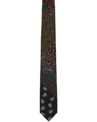 Cravatta di seta a fiori nera di Dries Van Noten