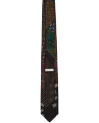 Cravatta di seta a fiori nera di Dries Van Noten
