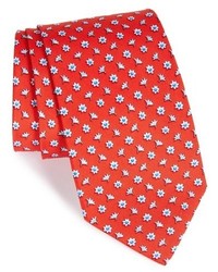 Cravatta di seta a fiori rossa