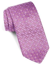 Cravatta di seta a fiori viola chiaro