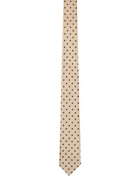 Cravatta di seta a pois beige