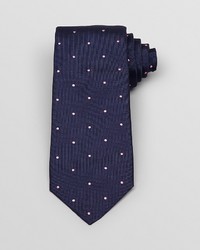 Cravatta di seta a pois blu scuro e bianca