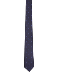 Cravatta di seta a pois blu scuro di Alexander McQueen