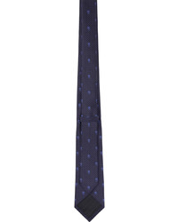 Cravatta di seta a pois blu scuro di Alexander McQueen