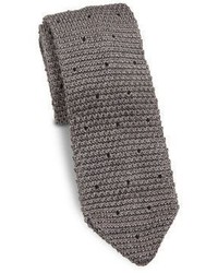 Cravatta di seta a pois grigia