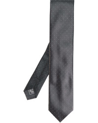 Cravatta di seta a pois grigio scuro di Brioni