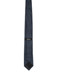 Cravatta di seta a quadri blu scuro di Zegna
