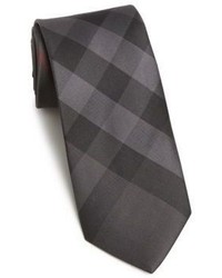 Cravatta di seta a quadri grigio scuro