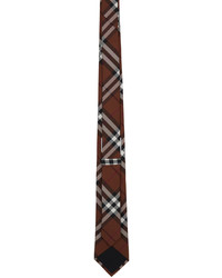 Cravatta di seta a quadri marrone scuro di Burberry