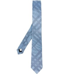 Cravatta di seta a righe orizzontali azzurra di Burberry