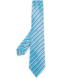 Cravatta di seta a righe orizzontali azzurra di Kiton
