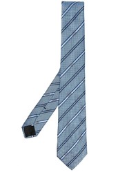 Cravatta di seta a righe orizzontali azzurra di Moschino