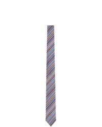 Cravatta di seta a righe orizzontali azzurra di Paul Smith