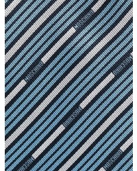 Cravatta di seta a righe orizzontali azzurra di Moschino