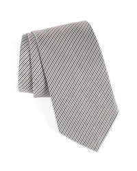 Cravatta di seta a righe orizzontali bianca