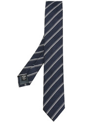 Cravatta di seta a righe orizzontali blu scuro di Ermenegildo Zegna