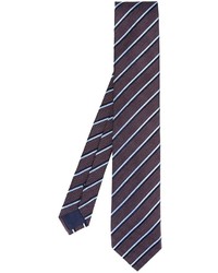 Cravatta di seta a righe orizzontali blu scuro di Ermenegildo Zegna