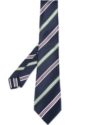 Cravatta di seta a righe orizzontali blu scuro di Kiton