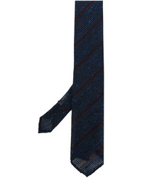Cravatta di seta a righe orizzontali blu scuro di Lardini
