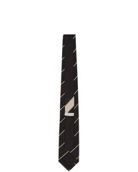 Cravatta di seta a righe orizzontali blu scuro di Dries Van Noten