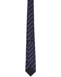 Cravatta di seta a righe orizzontali blu scuro di Alexander McQueen