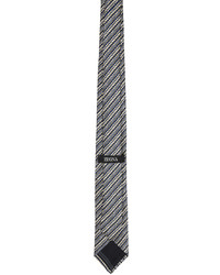 Cravatta di seta a righe orizzontali blu scuro di Zegna