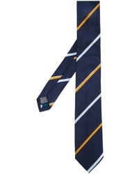 Cravatta di seta a righe orizzontali blu scuro di Paul Smith