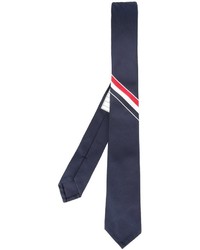 Cravatta di seta a righe orizzontali blu scuro di Thom Browne