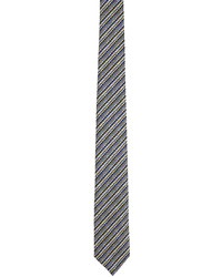 Cravatta di seta a righe orizzontali blu scuro di Zegna
