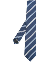 Cravatta di seta a righe orizzontali blu di Cerruti