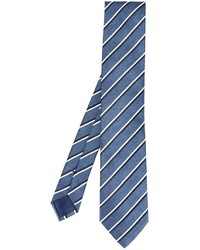 Cravatta di seta a righe orizzontali blu di Ermenegildo Zegna