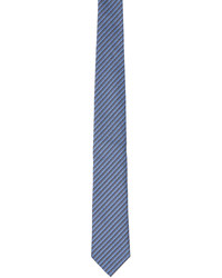 Cravatta di seta a righe orizzontali blu di Zegna