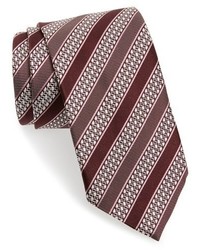 Cravatta di seta a righe orizzontali bordeaux