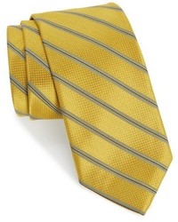 Cravatta di seta a righe orizzontali dorata