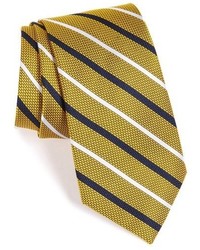 Cravatta di seta a righe orizzontali gialla