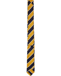 Cravatta di seta a righe orizzontali gialla di Thom Browne